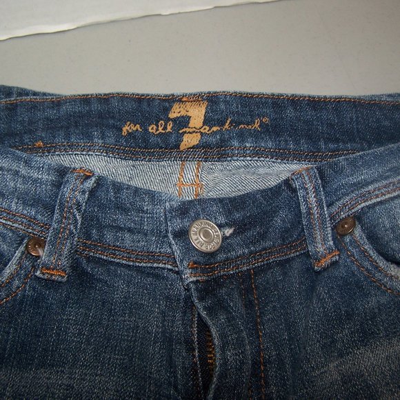 WOMEN'S ( 7 ) FOR ALL MANKIND BOOT CUT BLUE JEANS - Picture 5 of 10